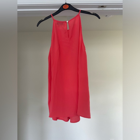 NWT CeCe Pleated Halter Tank Top - Bay Coral - Size Small - Picture 2 of 7